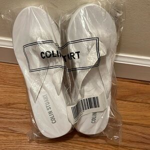 Colin Stuart white glitter wedge flip flop size 8 NWT